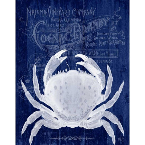 Crab Prohibition Crab On Blue Black Modern Wood Framed Art Print with Double Matting by Fab Funky