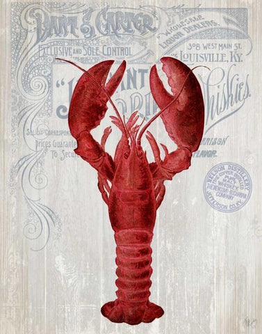 Lobster Prohibition Lobster On White White Modern Wood Framed Art Print with Double Matting by Fab Funky