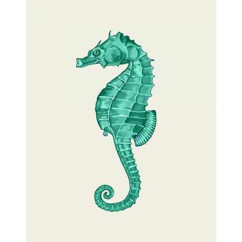 Seahorse in Green Black Modern Wood Framed Art Print with Double Matting by Fab Funky