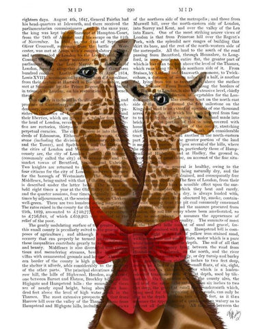 Giraffes and Bow White Modern Wood Framed Art Print with Double Matting by Fab Funky