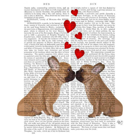 French Kiss and Hearts Black Modern Wood Framed Art Print with Double Matting by Fab Funky