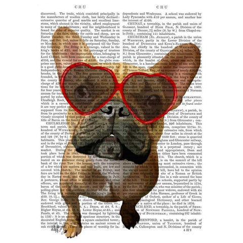 French Bulldog and Heart Glasses Gold Ornate Wood Framed Art Print with Double Matting by Fab Funky