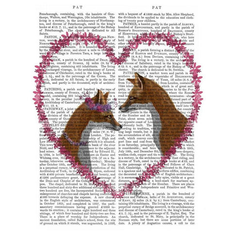 Foxes in Pink Heart Black Modern Wood Framed Art Print with Double Matting by Fab Funky