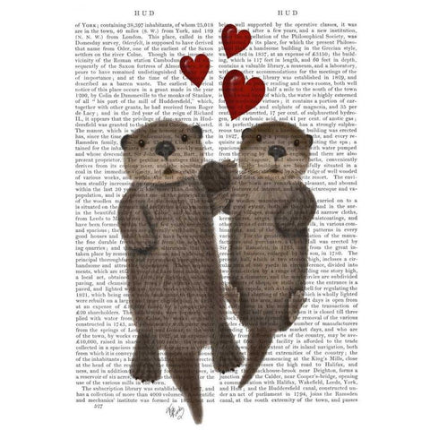 Otters Holding Hands White Modern Wood Framed Art Print by Fab Funky