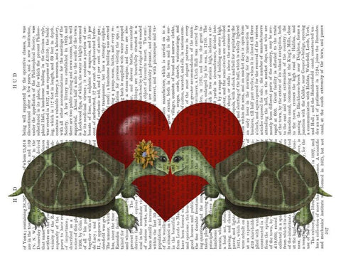 Turtle Kiss White Modern Wood Framed Art Print with Double Matting by Fab Funky