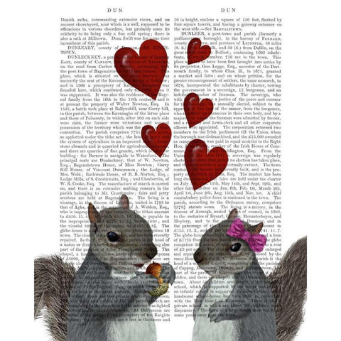 Squirrel Love Black Modern Wood Framed Art Print with Double Matting by Fab Funky