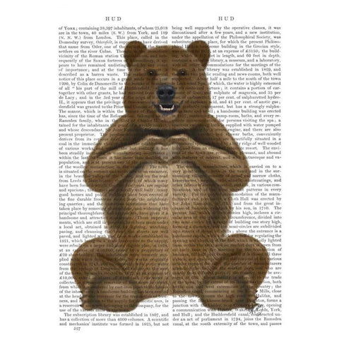 Bear and Hand Heart Gold Ornate Wood Framed Art Print with Double Matting by Fab Funky