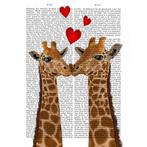 Giraffe Love Gold Ornate Wood Framed Art Print with Double Matting by Fab Funky