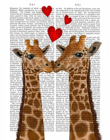 Giraffe Love Black Ornate Wood Framed Art Print with Double Matting by Fab Funky