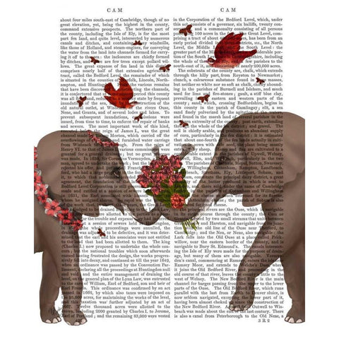 Elephant Bouquet, Portrait Gold Ornate Wood Framed Art Print with Double Matting by Fab Funky