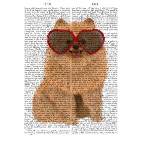 Pomeranian and Heart Glasses Gold Ornate Wood Framed Art Print with Double Matting by Fab Funky