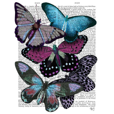 Big Bold Butterflies 5 Gold Ornate Wood Framed Art Print with Double Matting by Fab Funky