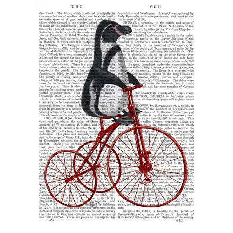 Penguin on Bicycle Gold Ornate Wood Framed Art Print with Double Matting by Fab Funky