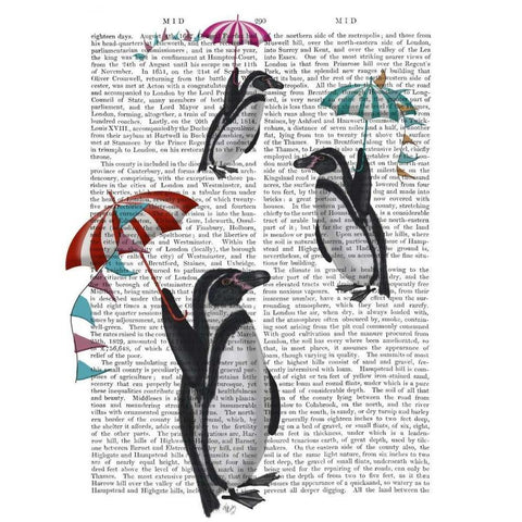 Floating Penguins White Modern Wood Framed Art Print by Fab Funky