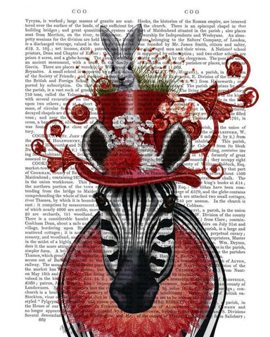 Zebra and Bunny Hat White Modern Wood Framed Art Print with Double Matting by Fab Funky