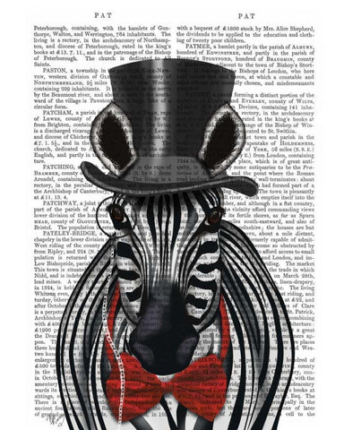 Zebra with Top Hat and Bow Tie 2, Forwards White Modern Wood Framed Art Print with Double Matting by Fab Funky