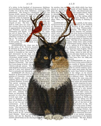 Tortoiseshell Cat, Antlers and Red Birds Black Ornate Wood Framed Art Print with Double Matting by Fab Funky