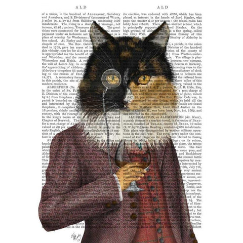 Tortoiseshell Cat and Brandy Glass White Modern Wood Framed Art Print by Fab Funky