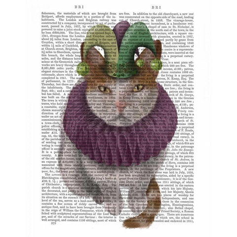 Cat, White with Jester Hat Gold Ornate Wood Framed Art Print with Double Matting by Fab Funky