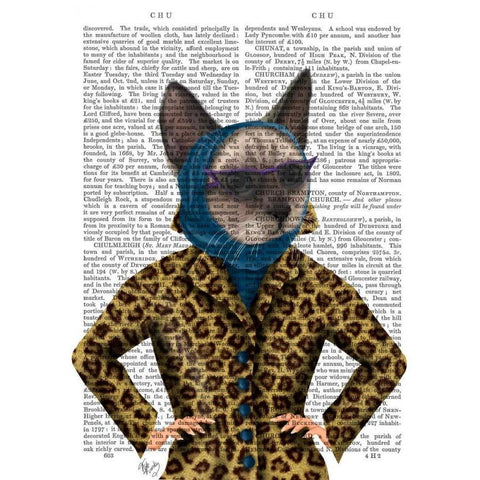 Cat with Leopard Jacket Black Modern Wood Framed Art Print with Double Matting by Fab Funky