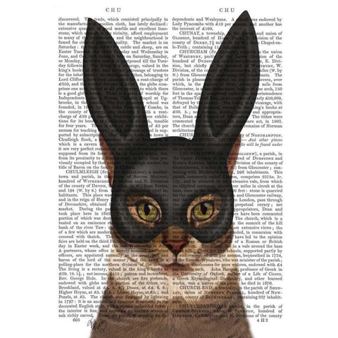 Cat with Bunny Mask Gold Ornate Wood Framed Art Print with Double Matting by Fab Funky