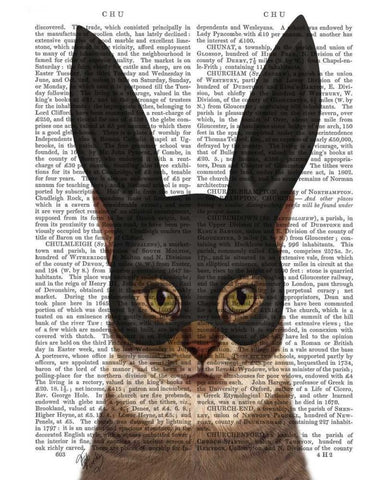 Cat with Bunny Mask White Modern Wood Framed Art Print with Double Matting by Fab Funky