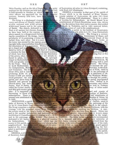 Cat with Pigeon on Head Black Ornate Wood Framed Art Print with Double Matting by Fab Funky