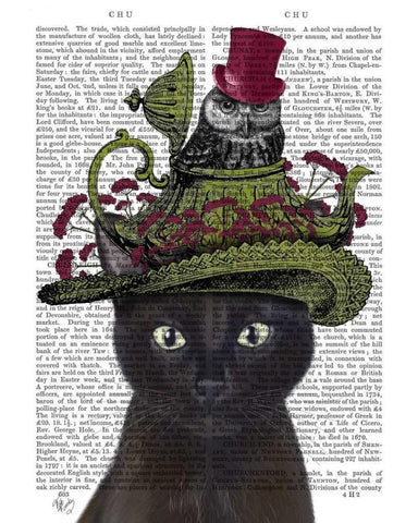 Black Cat with Teapot and Owl Black Ornate Wood Framed Art Print with Double Matting by Fab Funky