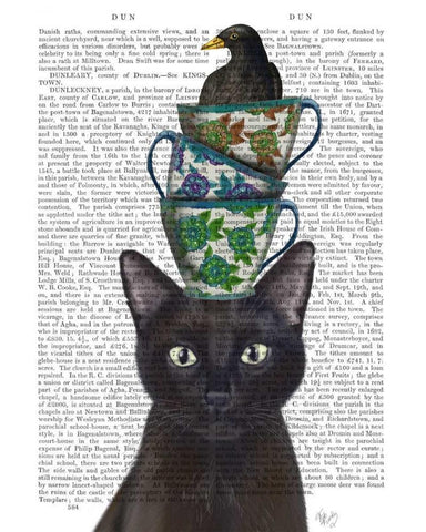 Black Cat with Teacups and Blackbird White Modern Wood Framed Art Print with Double Matting by Fab Funky