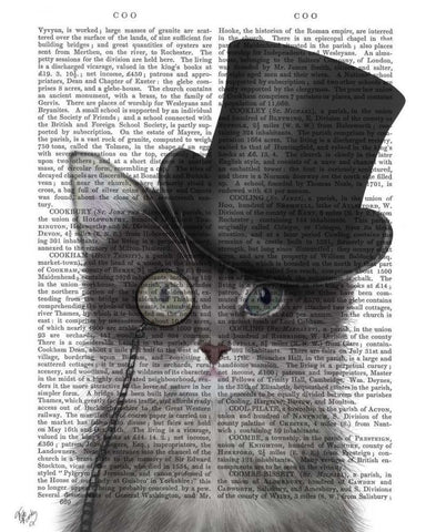 Cat, Grey with Top Hat Black Ornate Wood Framed Art Print with Double Matting by Fab Funky