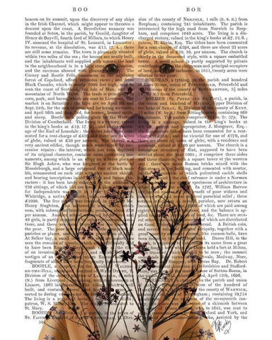 Pit Bull with Floral Tattoo Black Ornate Wood Framed Art Print with Double Matting by Fab Funky