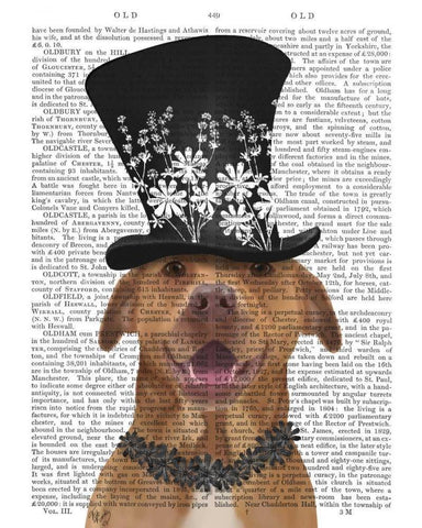 Pit Bull with Black Hat Black Ornate Wood Framed Art Print with Double Matting by Fab Funky