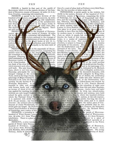 Husky and Antlers Black Ornate Wood Framed Art Print with Double Matting by Fab Funky