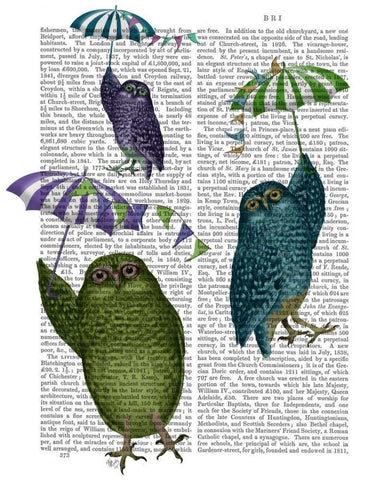 Owls with Umbrellas White Modern Wood Framed Art Print with Double Matting by Fab Funky