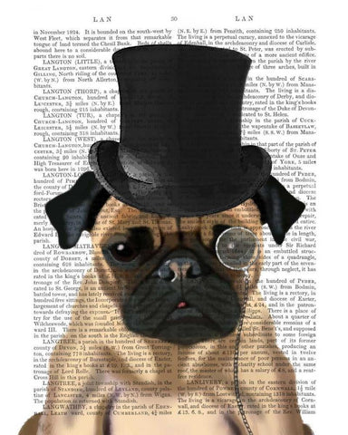 Pug, Formal Hound and Hat Black Ornate Wood Framed Art Print with Double Matting by Fab Funky