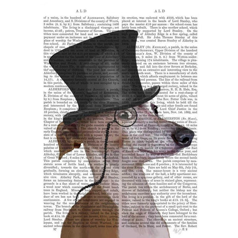 Greyhound, Formal Hound and Hat Gold Ornate Wood Framed Art Print with Double Matting by Fab Funky