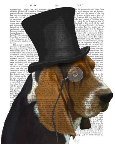 Basset Hound, Formal Hound and Hat Black Ornate Wood Framed Art Print with Double Matting by Fab Funky