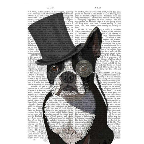 Boston Terrier, Formal Hound and Hat White Modern Wood Framed Art Print by Fab Funky