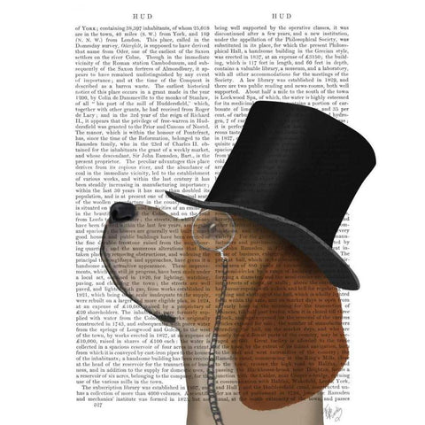 Beagle, Formal Hound and Hat Gold Ornate Wood Framed Art Print with Double Matting by Fab Funky