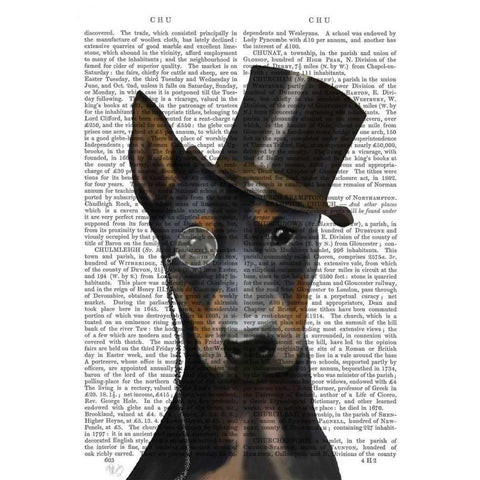 Doberman, Formal Hound and Hat White Modern Wood Framed Art Print by Fab Funky