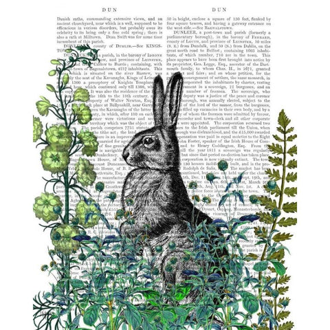 Rabbit in The Garden Gold Ornate Wood Framed Art Print with Double Matting by Fab Funky