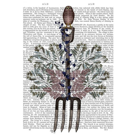 Garden Fork and Berries Gold Ornate Wood Framed Art Print with Double Matting by Fab Funky