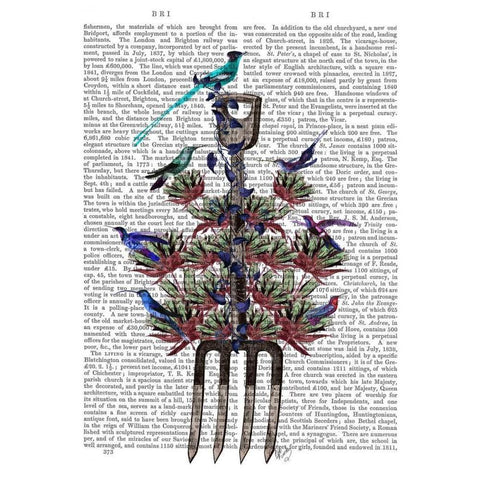 Garden Fork and Birds Black Modern Wood Framed Art Print with Double Matting by Fab Funky