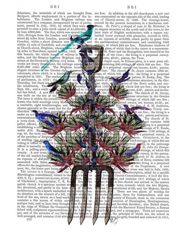 Garden Fork and Birds White Modern Wood Framed Art Print with Double Matting by Fab Funky