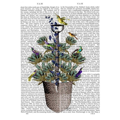 Garden Spade and Birds Gold Ornate Wood Framed Art Print with Double Matting by Fab Funky