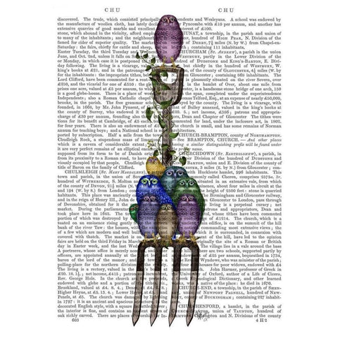 Garden Fork and Owls Black Modern Wood Framed Art Print with Double Matting by Fab Funky