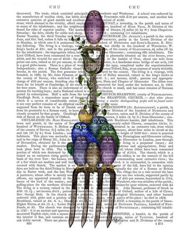 Garden Fork and Owls White Modern Wood Framed Art Print with Double Matting by Fab Funky