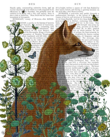 Fox In the Garden Black Ornate Wood Framed Art Print with Double Matting by Fab Funky