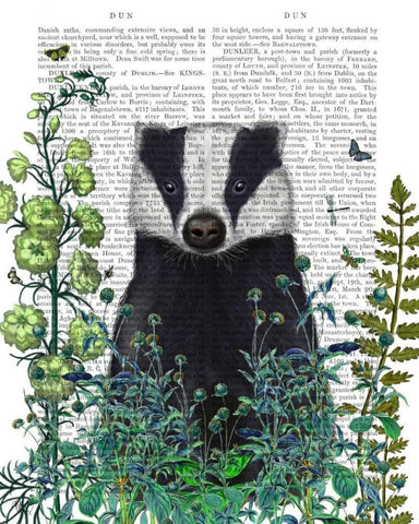 Badger In The Garden White Modern Wood Framed Art Print with Double Matting by Fab Funky