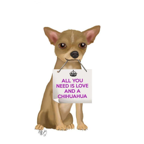 Love and Chihuahua White Modern Wood Framed Art Print by Fab Funky